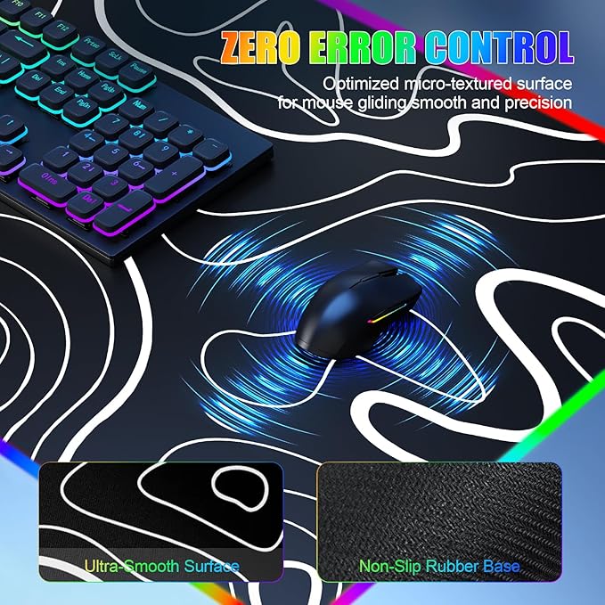 RGB Mouse Pad with Foldable Phone Stand & Wireless Charger, 31.5"x11.8" XL Gaming Mousepad Large Desk Mat, Desk Pad with Dual Charging for Phone & AirPods | 11 Colors & 5 Modes | Waterproof
