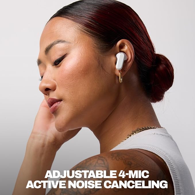 Skullcandy Rail ANC Wireless Earbuds, Bluetooth Headphones, Active Noise Cancelling, Up to 38 Hours Battery, Microphone for iPhone Android, Customizable via App - Bone