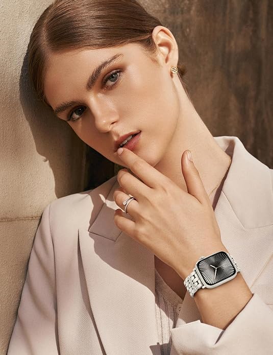 TOYOUTHS Designer Vintage Dressy Bracelet for Apple Watch Band Women 42/40/41/38/44/45/46/49mm, Stainless Steel Elegant Luxury Metal Strap for iWatch Series 11 10 9 8 7 6 5 4 SE/Ultra 3 2 1