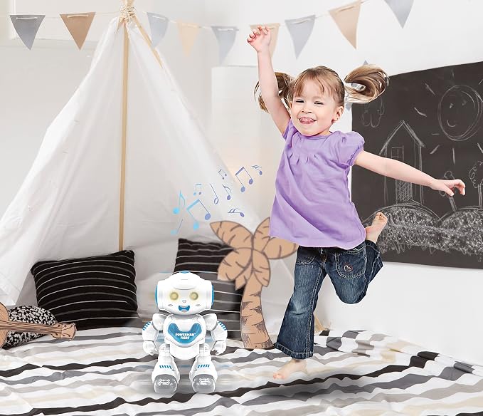 LEXiBOOK Powerman First, My First Smart Interactive Toy Learning Robot Toy for Kids Dancing Plays Music Boy Girl, White/Blue, ROB16