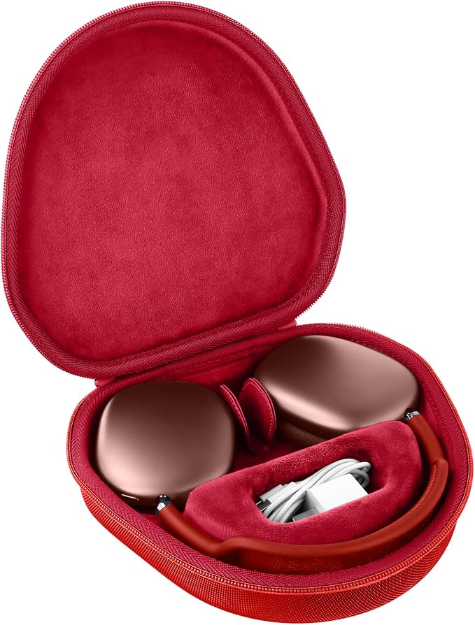 co2CREA Hard Case with Sleep Mode Replacement for Apple AirPods Max 2 / AirPods Max Wireless Over-Ear Headphones (Red Case)
