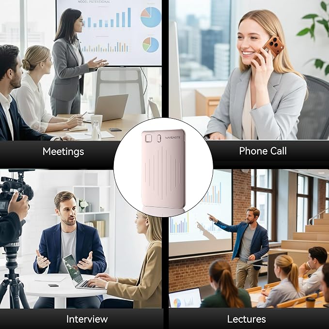 WaveNote AI Voice Recorder, Transcribe & Summarize Recorder, 42 Hours Continuous Recording, Support 112 Languages, 64GB AI Recorder for Meetings, Lectures, Calls,Multi-Speaker Voice Recognition