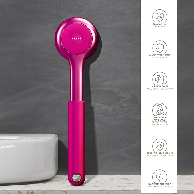 GESKE Sonic Full-Body Brush & Intensive Exfoliator | 8 in 1 | Electric Body Cleansing Brush | With SmartSonic Pulsations | Deep Cleansing, Exfoliation, Massage | Extendable Handle | Rough Skin Remover