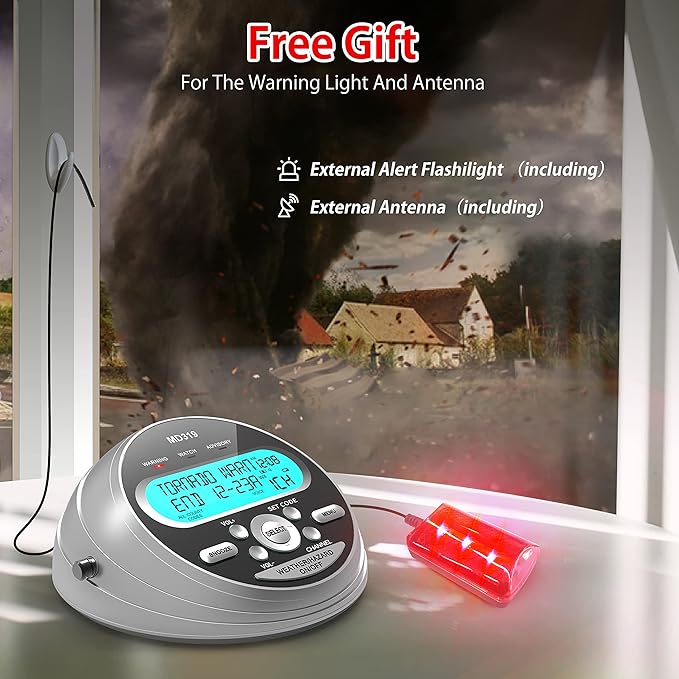Emgykit NOAA Weather Alert Radio with S.A.M.E. + Portable Shortwave Radio | 80+ Alerts, 23 Country Codes, 4000mAh Battery, Bluetooth, Flashlight & SOS | Home Disaster Prep & Outdoor Survival Kit
