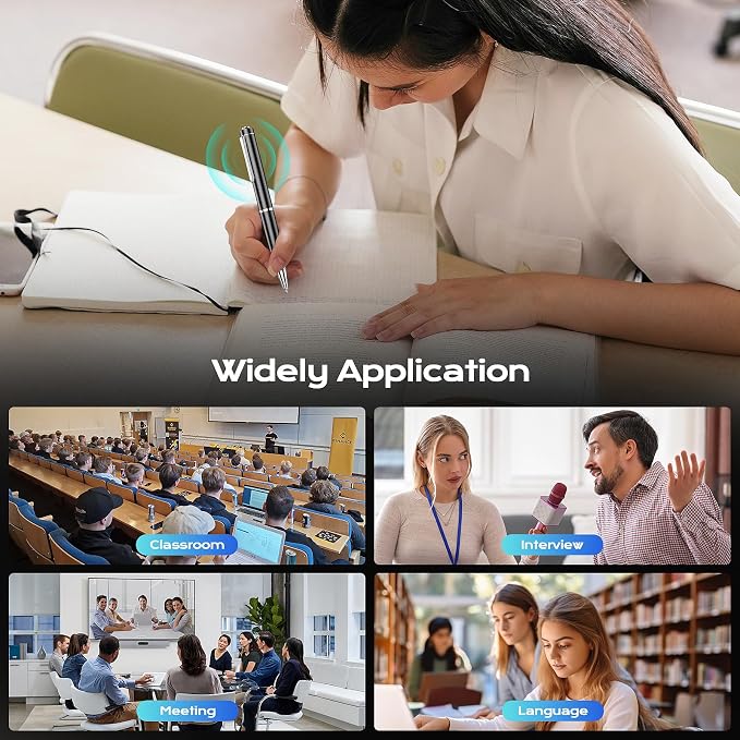 Voice Recorder with Playback, 128GB Digital Voice Activated Recorder with Intelligent Noise Reduction, Recording Device, 4800Hrs Smart Tap Dictaphone for Lectures Meeting, Class, Work, Interviews