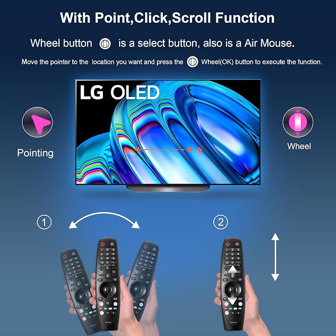 Replacement LG Magic Remote Control (AKB75855501) Voice for LG TV Remote with Pointer for Smart TVs OLED QNED NanoCell WebOS Models AN-MR20GA MR19BA MR18BA MR21 MR22 MR23 MR24 GA GN GC