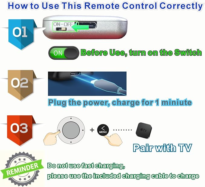 Replacement Remote Control for All Apple TV Remote - 1 Year Warranty