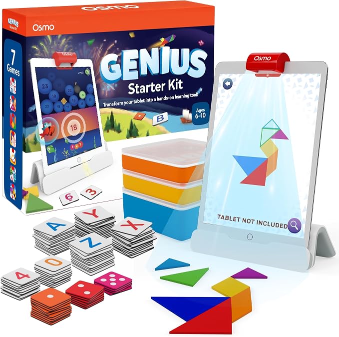Osmo Genius Starter Kit for Kids Ages 6–10 | 7 Educational Learning Games | iPad Compatible | Educational STEM Learning System | Base Included (7 Games iPad)