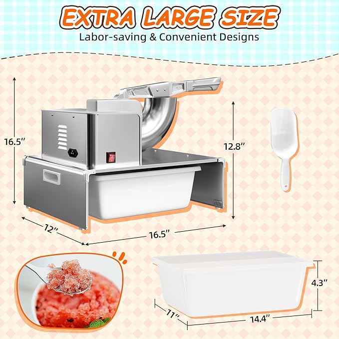 VNN Commercial Shaved Ice Machine - Electric Snow Cone Machine, Suitable for Party Activities, Family Gatherings, Events