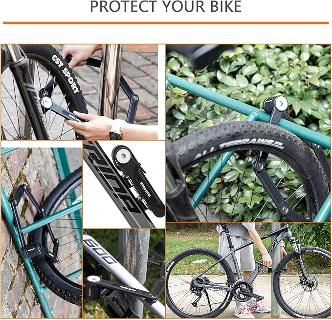 Bike Lock Bicycle Scooter Motorcycle Folding Locks with 4Keys, Fold Chain Heavy Duty Alloy Steel Foldable Lock with Mounting Bracket 2pc Straps, 86cm/34 Unfolding, 1.92 lbs