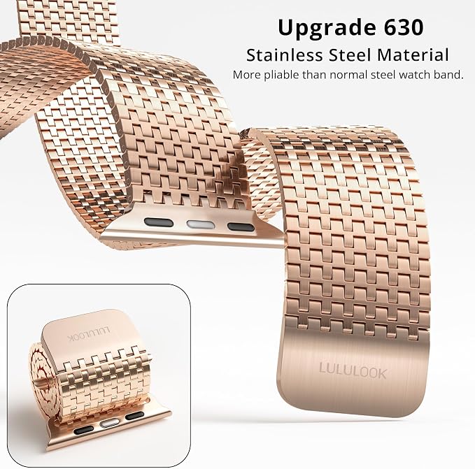 LULULOOK Band Compatible with Apple Watch 49/46/45/44/42/41/40/38mm, Stainless Steel Milanese Mesh Loop Magnetic Clasp iWatch Band for Apple Watch Ultra 3/2 Ultra Series 10 9 8 7 6 5 4 3 2 1 SE2 SE