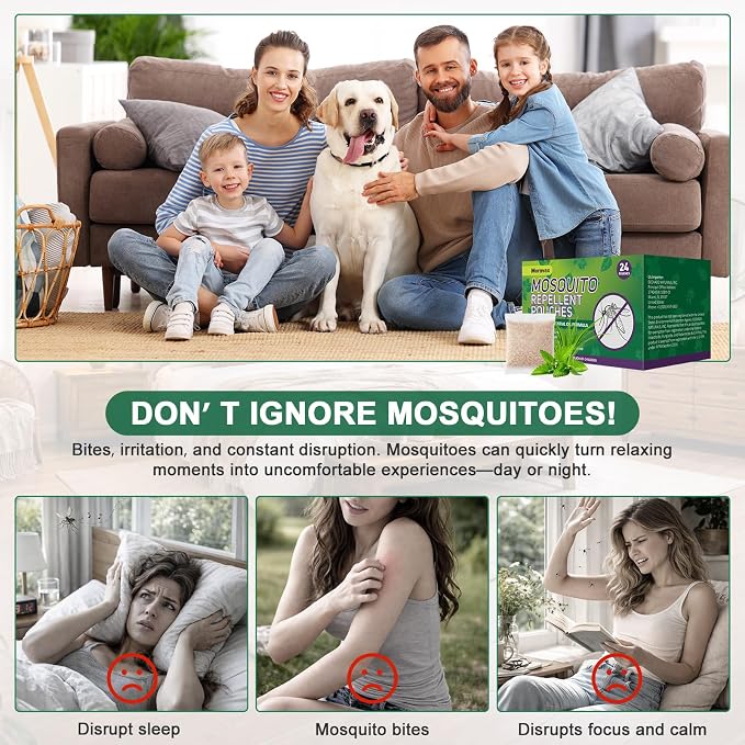 Mosquito Repellent Outdoor Patio, Natural Mosquito Repellant Indoor for Bedroom, Living Room, Patio, Camping, Garages, Safe for Kids and Pets (24 Packs)