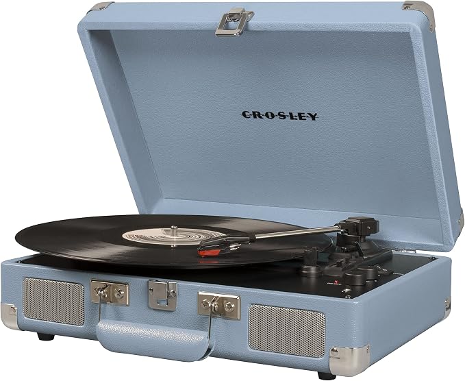 Crosley CR8005F-TN Cruiser Plus Vintage 3-Speed Bluetooth in/Out Suitcase Vinyl Record Player Turntable, Tourmaline