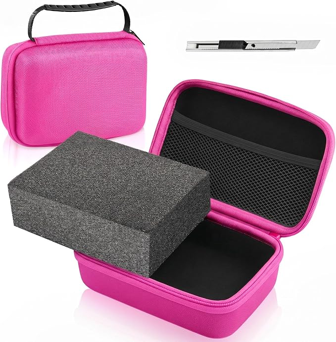 Relaxweex EVA Hard Case with Customizable Foam 11 x 7.8 x 4.3 Inch Protective EVA Carrying Case Shockproof Outdoor for Camera, Digital Products, Electronic Instruments with Knife, Fuchsia