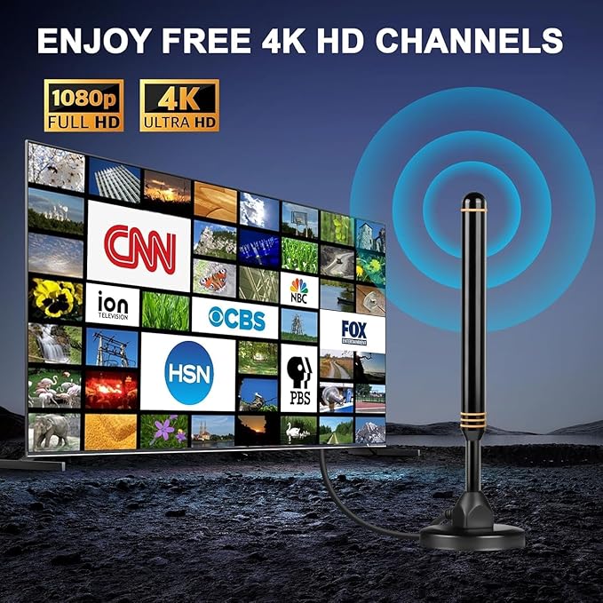 TV Antenna Indoor Antenna for Smart TV for Long Range Reception and All Smart TVs HD Digital Antenna with Amplifier Signal Booster for Local Channels Supports 4K 1080p-Orange