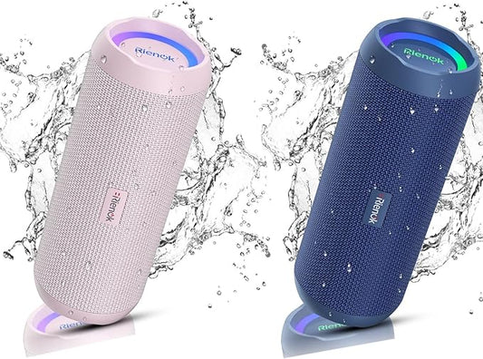 RIENOK 2 Pack Portable Bluetooth Speaker 30W Dual Pairing True Wireless Stereo HD Sound IPX7 Waterproof Outdoor Sport Shower Wireless Speaker Bluetooth 5.3 for Home Party