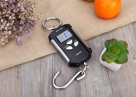Klau Portable Fish Scale, 200 kg / 400 lb,Black and Silver | Heavy Duty Digital Hanging Scales, LCD Display with Backlight, For Home Farm Market Hunting