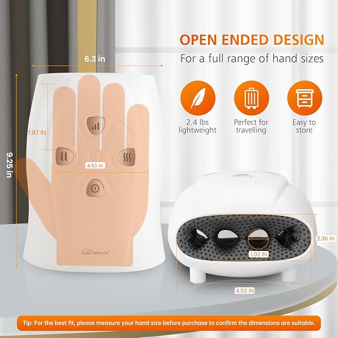 Snailax Hand Massager with Heat and Compression - Father Day Gift, Hand Massager for Arthritis and Carpal Tunnel Finger Numbness, FSA Eligible, Cordless Hand Massagers for Palm & Wrist Circulation