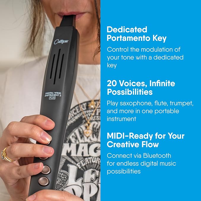 Carry-on Digital Wind Instrument 2 Plus - Lightweight & Rechargeable with 20 Instrument Voices - Built-In Speaker and MIDI Bluetooth Connectivity for Performances and Practice Anywhere - White