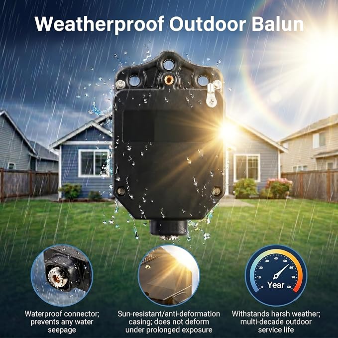 1:1 Balun Antenna 1000W Shortwave Current Dipole Antenna, 1-54MHz CW FT8 FM AM FSK SSB Waterproof Outdoor Antenna Balun for Yagi Inverted V Antennas