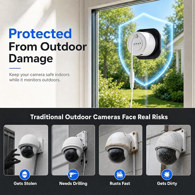 4MP 2K Window Camera, No Glare Thru-Glass Full-Color Night Vision, 2.4GHz & 5GHz WiFi Indoor Cameras for Home Security, Easy Install, Motion Detection, No Monthly Fee, 24/7 Recording