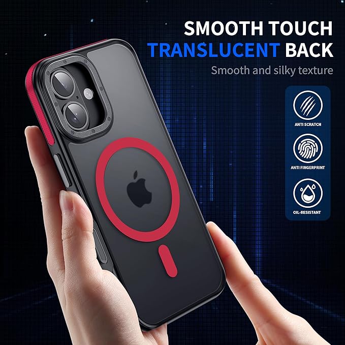 Strong Magnetic for iPhone 17 case [10Ft Military-Grade Protection] Compatible with fit MagSafe Shockproof Slim Thin Cover case for iPhone 17 6.3 inch, Red Bumper
