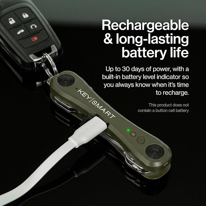 KeySmart iPro - Key Finder Locator with Sound, Keychain Key Holder, Apple Find My App Compatible, Key Organizer, Compact Clutter-Free Key Chain Tracker, Rechargeable Battery (Up to 14 Keys, Green)