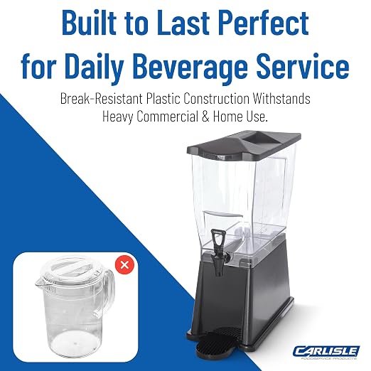 Carlisle FoodService Products Trimline Rectangular Beverage Dispenser with Stand – 3.5 Gallon Catering Drink Dispenser with Spigot, Polycarbonate (PC), Black, Perfect for Parties, Events, Buffets