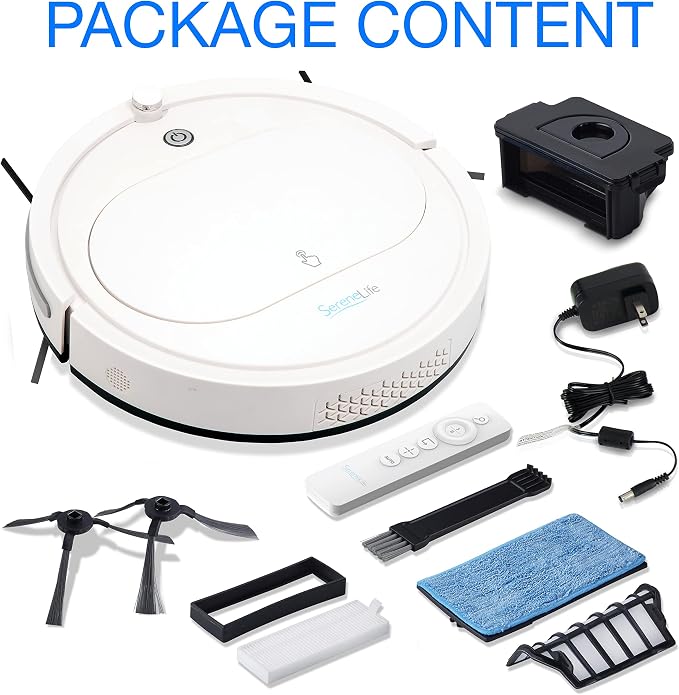 PURE CLEAN Robot Vacuum Cleaner with Remote Control, Smart Robotic Machine Automatic Floor Cleaning Robo Vac with Dry Mop for Clean Home Carpet Hard Wood Tile Pet Hair