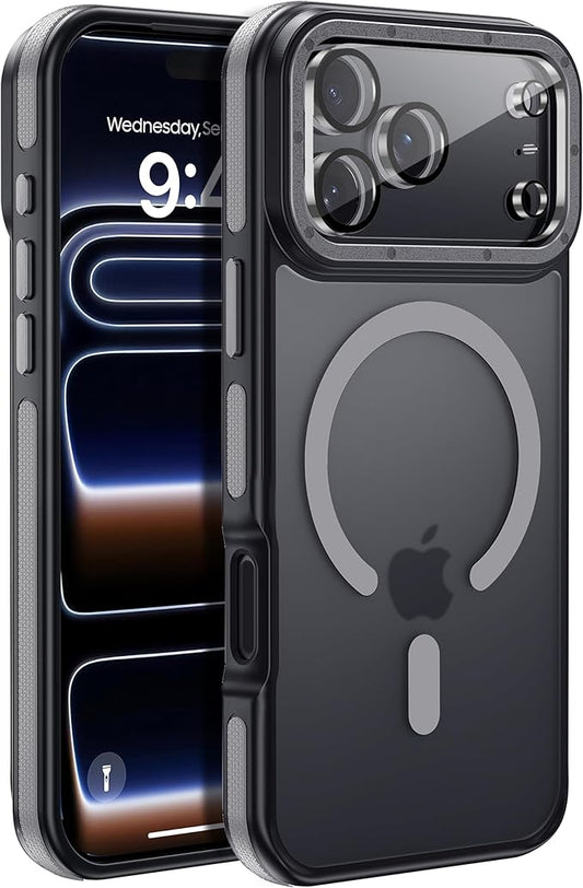 Strong Magnetic for iPhone 17 Pro case with Camera Lens Protector [10Ft Military-Grade Protection] Compatible with fit MagSafe Shockproof Slim Thin Cover case for iPhone 17 Pro 6.3 inch, Gray