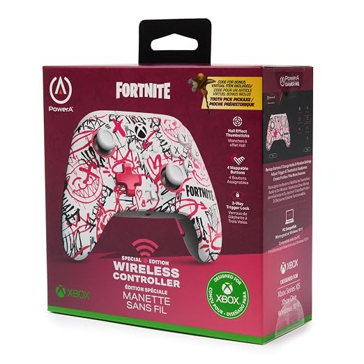 PowerA Wireless Controller for Xbox Series X|S - Fortnite SE, bonus virtual item included, hall effect thumbsticks, low latency wireless, officially licensed, works with Xbox One and Windows 10/11