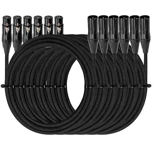 Premium XLR to XLR Cable 6 ft Noise-Canceling Wire Connector, Kevlar-Reinforced & Nylon Braided 3 Pin XLR Cables (OFC) Balanced Male to Female Mic/Microphone Cord for Speaker Mixer,Studio,PA System
