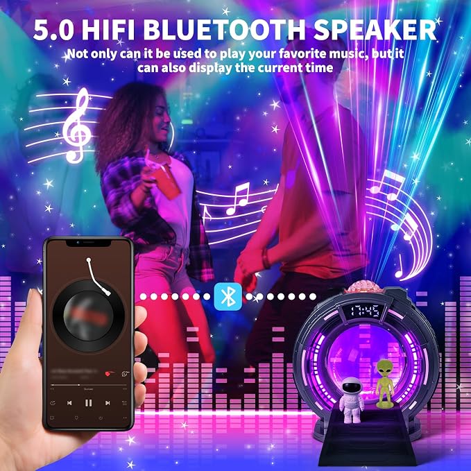 Star Projector Light with Bluetooth Speaker, Plasma Balls Galaxy Starry Projector with Aurora Lighting and Remote Control, LED Clock Lamp Sky Night Light for Kids Bedroom