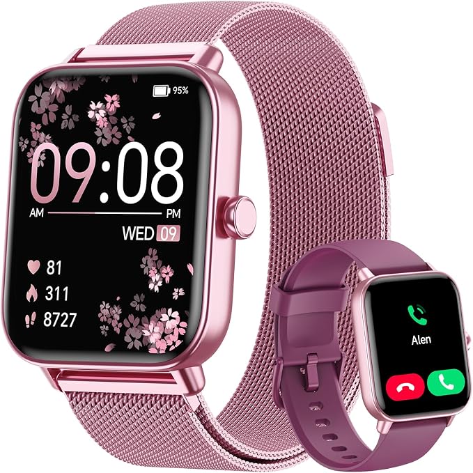 Smart Watches for Women (Calls/SMS/Reminders), 1.85" HD Alexa Smart Watch for Android Phones & iphone Compatible, 120+ Sport Modes Fitness Watch, Heart Rate/SpO2/Sleep Tracker, 3ATM Fitness Trackers