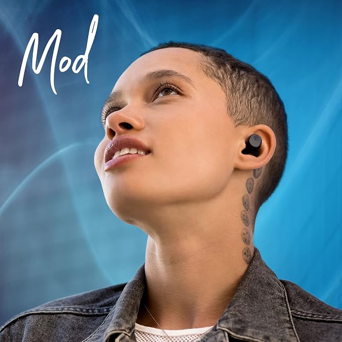 Skullcandy Mod Wireless Earbuds, Bluetooth Headphones, Up to 32 Hours Battery, Noise Isolating Fit, Sweat and Water Resistant, Microphone for iPhone Android - Light Grey/Blue