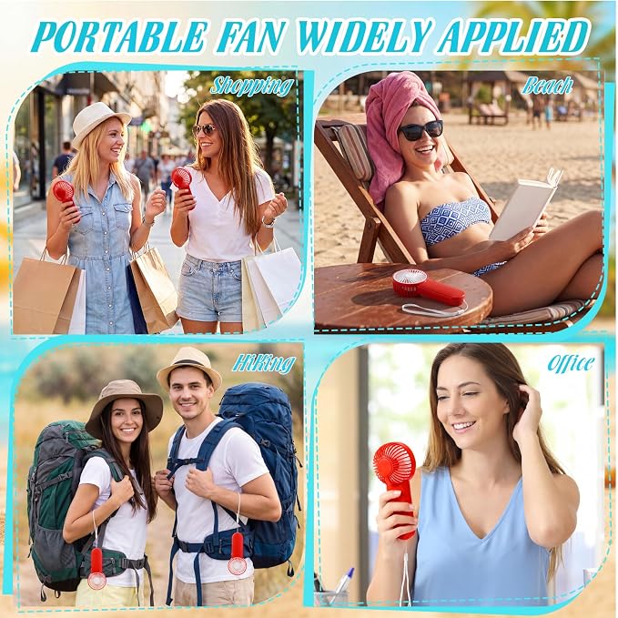 Sumind 12 Pcs Small Personal Portable Fan Mini Handheld Bulk 1 Speed Electric Cute Battery Powered for Neck Lash Makeup Women Men Travel Camping Indoor Outdoor Summer (Red)