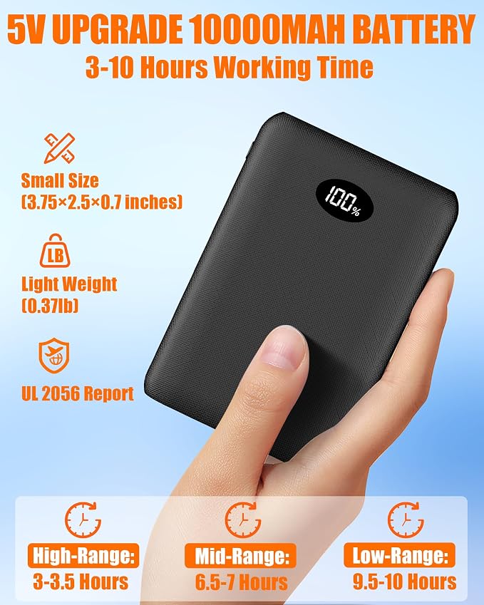 10000mAh Hand Warmer Pouch - Thickened Waterproof Heated Hand Muff, 4 Heating Zone, 3 Temperature Control, for Outdoor Hunting, Camping, Football, Golf