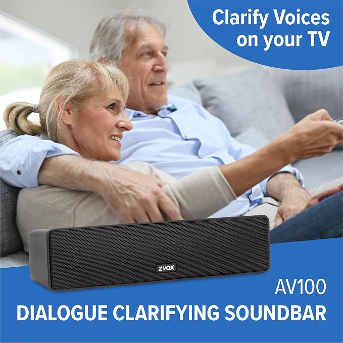 ZVOX AccuVoice AV100 Compact TV Soundbar Speaker with 6 Levels of Voice Boost, Black