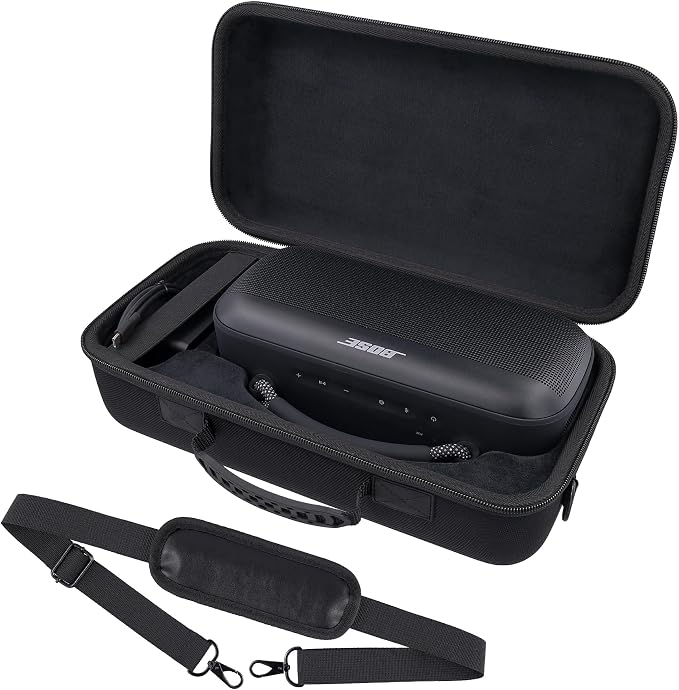 for Bose SoundLink Max Portable Speaker Hard Protective Case, Portable Travel Case with Shoulder Strap and Handle (Black Case) - co2CREA