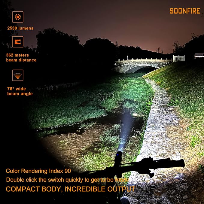 MX77 2530 Lumen LED Tactical Flashlight Law Enforcement, 390 Yards Beam Distance USB-C Rechargeable Pocket Flashlight with Battery