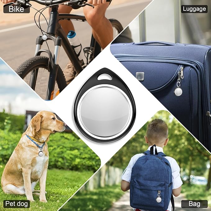 4 Pack Tracker Tags [Apple MFi Certified] Bluetooth Air Tracker Pair with Apple Find My (iOS Only) Smart Tracking Tags Keys Finder Item Locator Worldwide Tracker for Pets (4Pcs/Black)