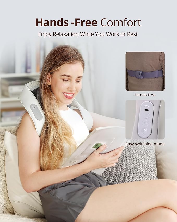 Shiatsu Neck and Back Massagers with Heat, 150 Mins Uses, 4 Modes & Adjustable Massage Head, Electric 3D Deep Tissue Kneading for Shoulder, Leg, Muscle Soreness, Pain Relief, Relaxation for Women, Men