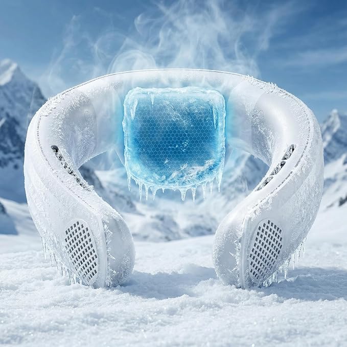 Neck Air Conditioner with Semiconductor Cooling Plate, 7000mAh Rechargeable Wearable Neck Fan with 3 Speeds, 0.79 lb Lightweight Hands-Free Portable Cooler for Hot Flashes, Office, Travel & Outdoor