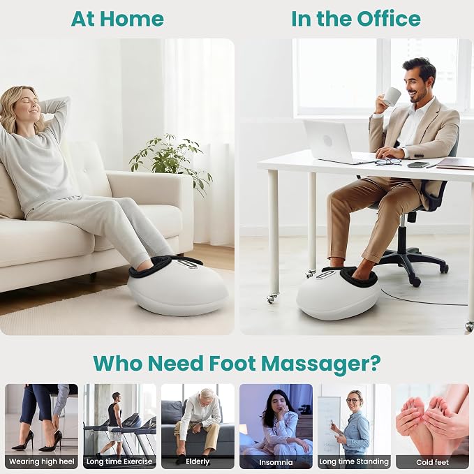 Nekteck Shiatsu Foot Massager with Heat for Neuropathy Plantar Fasciitis, 2026 Upgraded Air Compression Feet Massage Machine, Relaxation Gifts for Men Women Mom Dad Birthday, US 11 Size