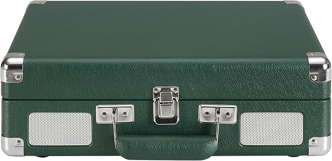 Crosley CR8005F-EM Cruiser Plus Vintage 3-Speed Bluetooth in/Out Suitcase Vinyl Record Player Turntable, Dark Emerald