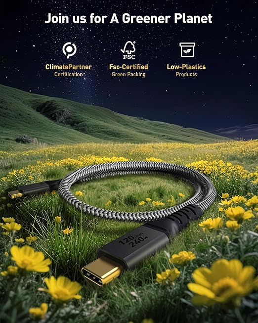 Maxonar 80Gbps Thunderbolt 5 Cable 3FT [Desktop-First], 240W PD 3.1 Fast Charging, 120Gbps Bandwidth for 16K/8K Video Editors & 3D Rendering Compatible with MacBook Pro, Studio Display, eGPU, Docks