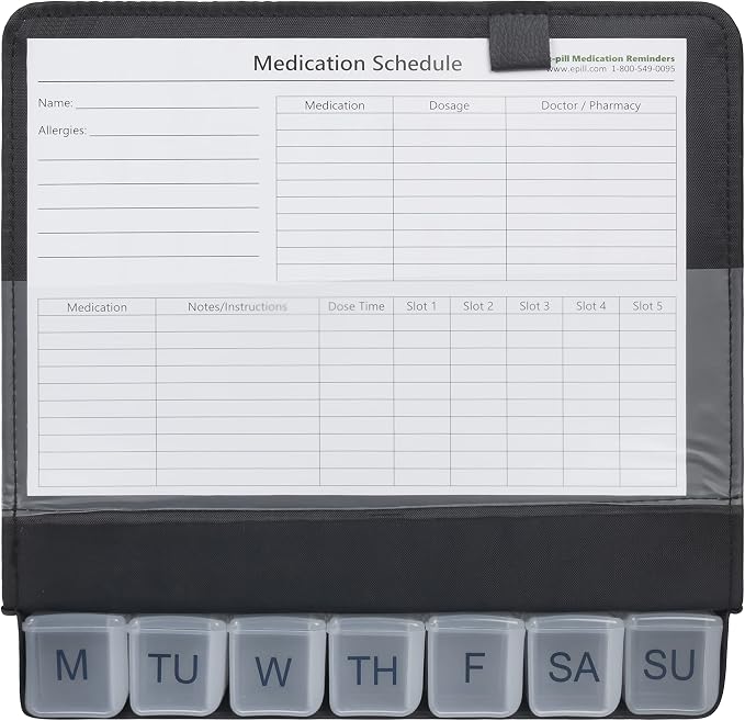 e-Pill 5 Times a Day x 7 Day Large Weekly Pill Organizer, Vitamin and Medicine Pill Box - with Discreet Case (Clear)