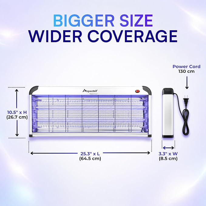 Aspectek 40W Indoor Bug Zapper Insect Killer, Mosquito Killer 25 Inch Larger Powerful Electronic Device Insect Killer for Home Restaurant and Hotel