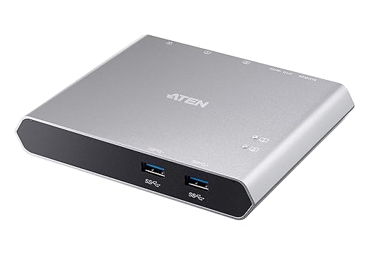ATEN US3310 2-Port 4K HDMI USB-C Gen 1 KVM Dock Switch with Power Pass-Through 85W PD 3.0 with Compatible with Apple M1 M2 chip macOS for Notebook Smartphone for Windows Mac