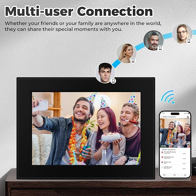 Frameo 11 Inch WiFi Digital Picture Frame with 64GB Memory, Touch Screen & Auto Rotate | Instant Photo/Video Sharing via App, 1920x1280 HD Display, SD Card/USB/WiFi 6 Upload, Gi-ft for Family
